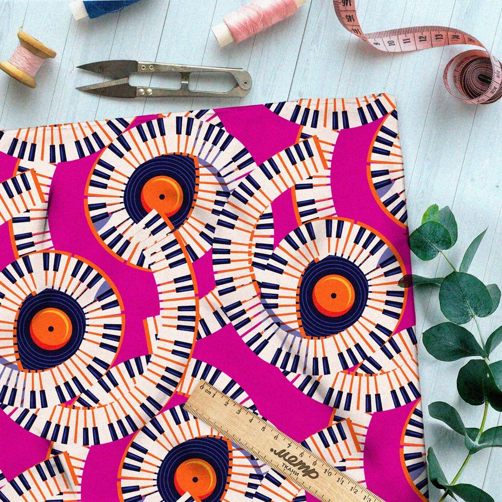 Ткань дюспо узор из рояльных клавиш