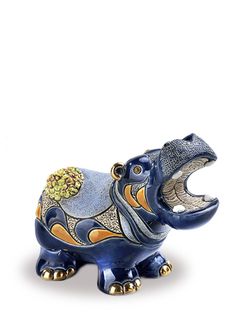 De Rosa Rinconada Статуэтка керамическая Гиппопотам с лилией