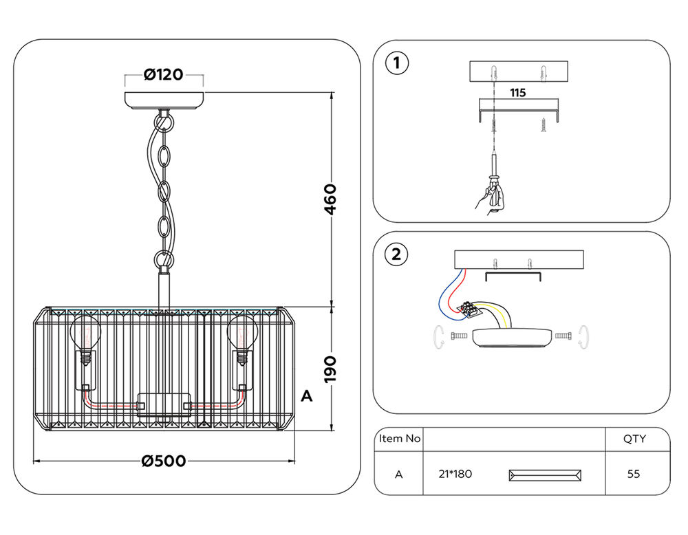 Ambrella Подвесная люстра с хрусталем Loft TR5815