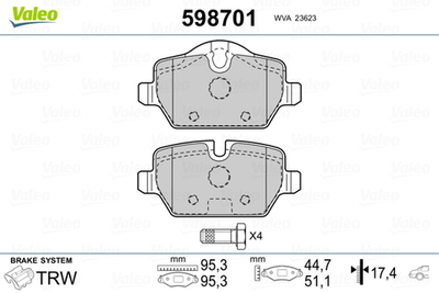VALEO - 598701-VAL - Brake Pad Set, disc brake