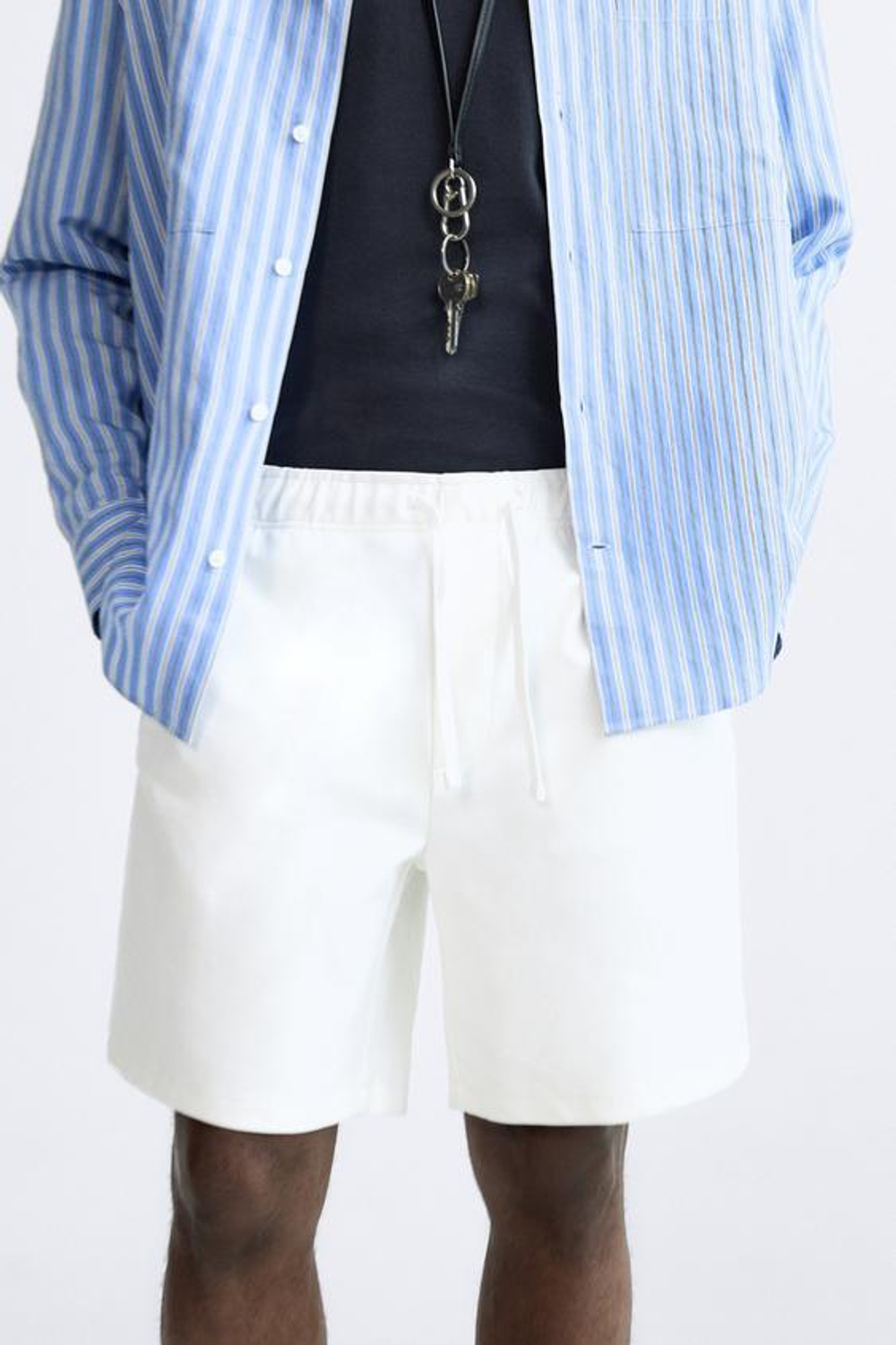 ZARA ШОРТЫ ИЗ МЯГКОЙ РЕЛЬЕФНОЙ ТКАНИ, ЖЕЛТОВАТО-БЕЛЫЙ