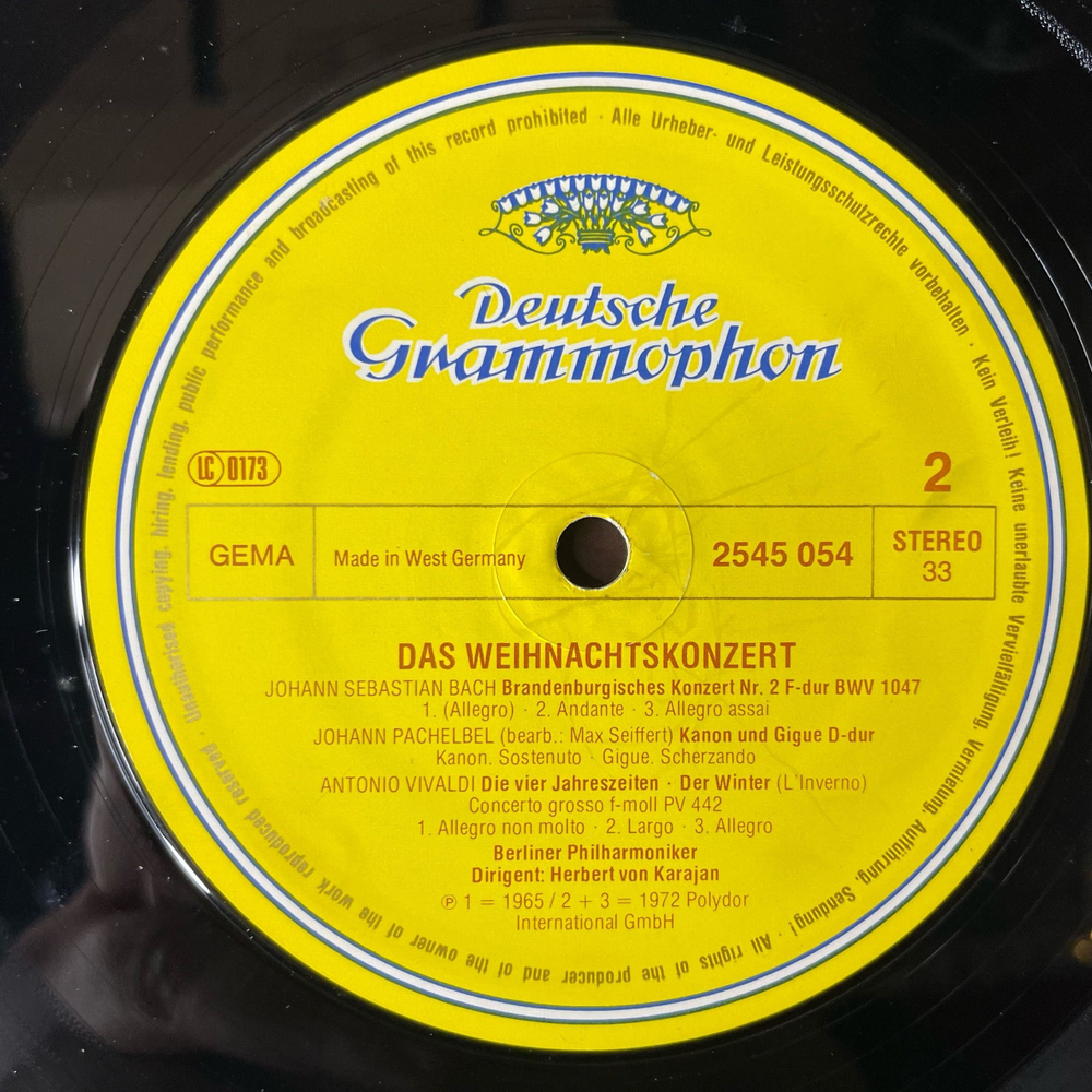 Винтажная виниловая пластинка LP Berliner Philharmoniker, Herbert von Karajan Герберт Караян Das Weihnachtskonzert Рождественский концерт (Германия 1977)