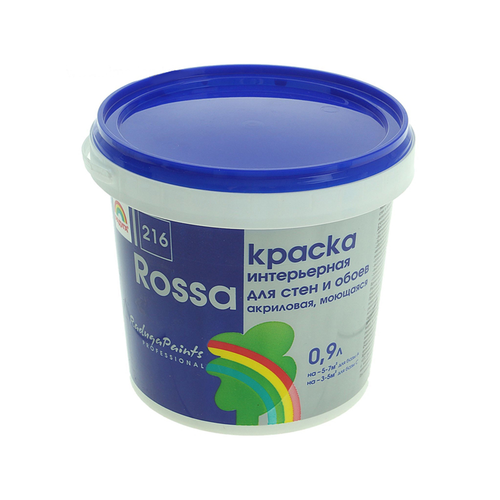 КРАСКА ROSSA ДЛЯ СТЕН И ОБОЕВ РАДУГА-216 АКРИЛ БАЗА А 0,9Л