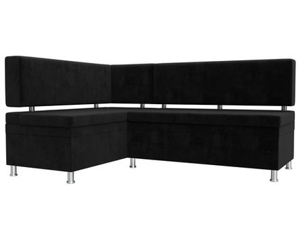Диван кухонный угловой Стайл левый угол, Черный, Велюр, 111660L