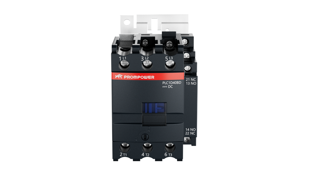 Контактор Prompower PLC1D40BD серии Pulse, ток 40А, 3 полюса, доп контакт 1НО+1НЗ, катушка 24DC