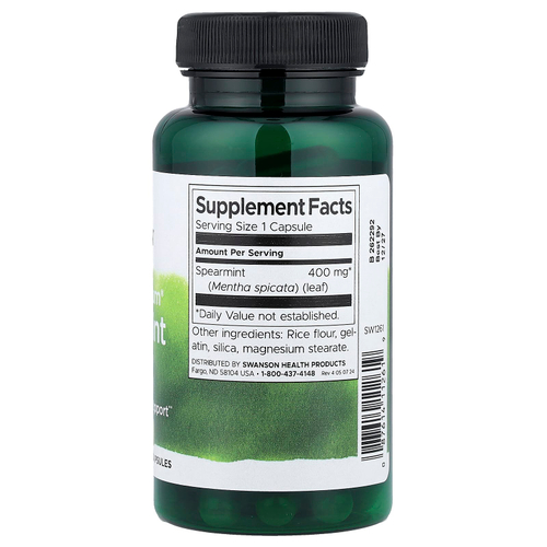 Swanson Vitamins, Full Spectrum®, лист мяты кудрявой, 400 мг, 60 капсул