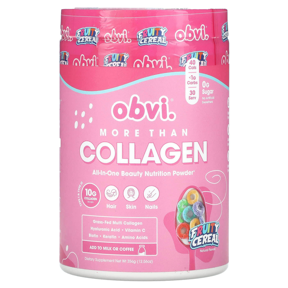 Obvi, More Than Collagen, универсальная питательная добавка для красоты и здоровья в порошке, фруктовые хлопья, 356 г (12,56 унции)
