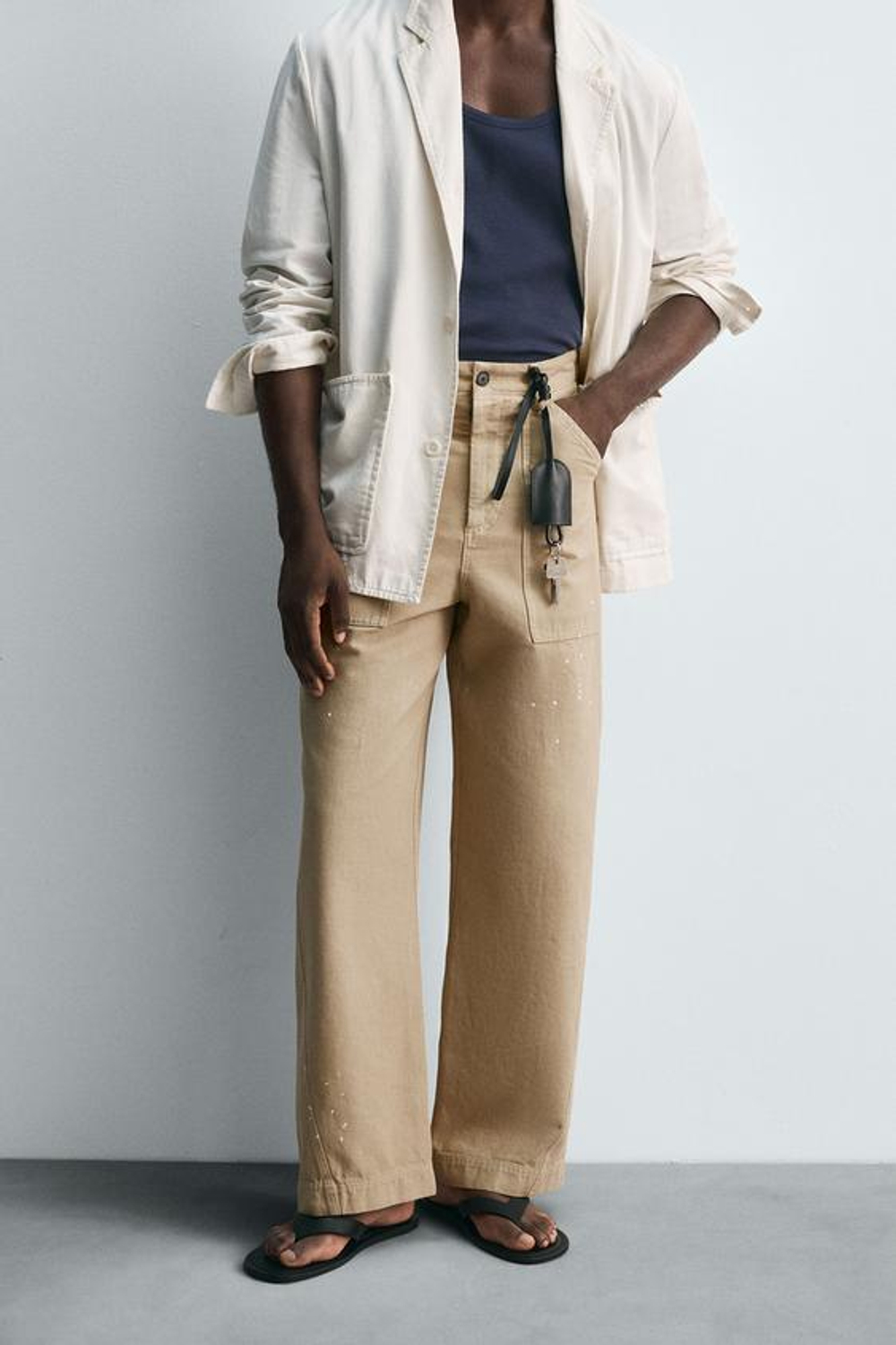 ZARA БРЮКИ С БРЫЗГАМИ КРАСКИ ЛИМИТИРОВАННАЯ СЕРИЯ, ПЕСОЧНЫЙ