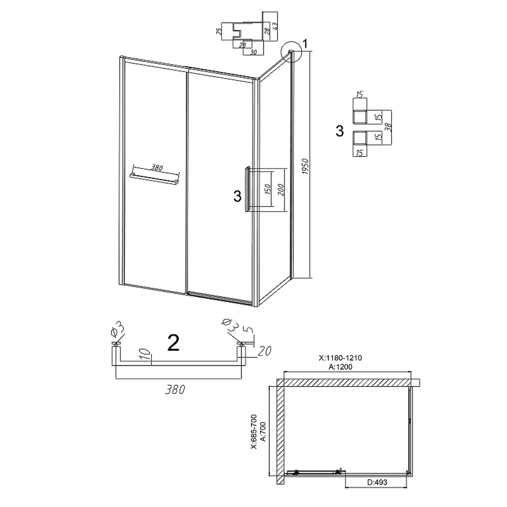 Душевой уголок Grossman Style 120х70 120.K33.05.1270.10.02 профиль Хром стекло шиншилла