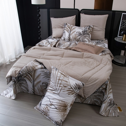 КПБ на резинке Сатин Velouria Luxe с Одеялом VLR014, Евро, 4 наволочки, простынь 180*200*25