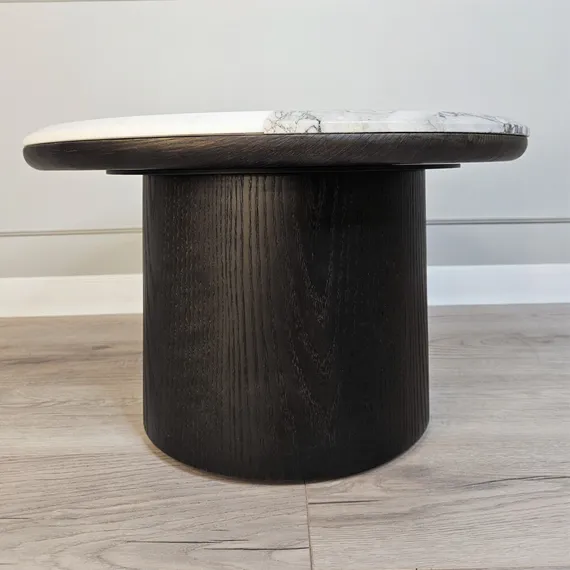 Журнальный столик SC-12, Ø60х35 см, мрамор, дерево