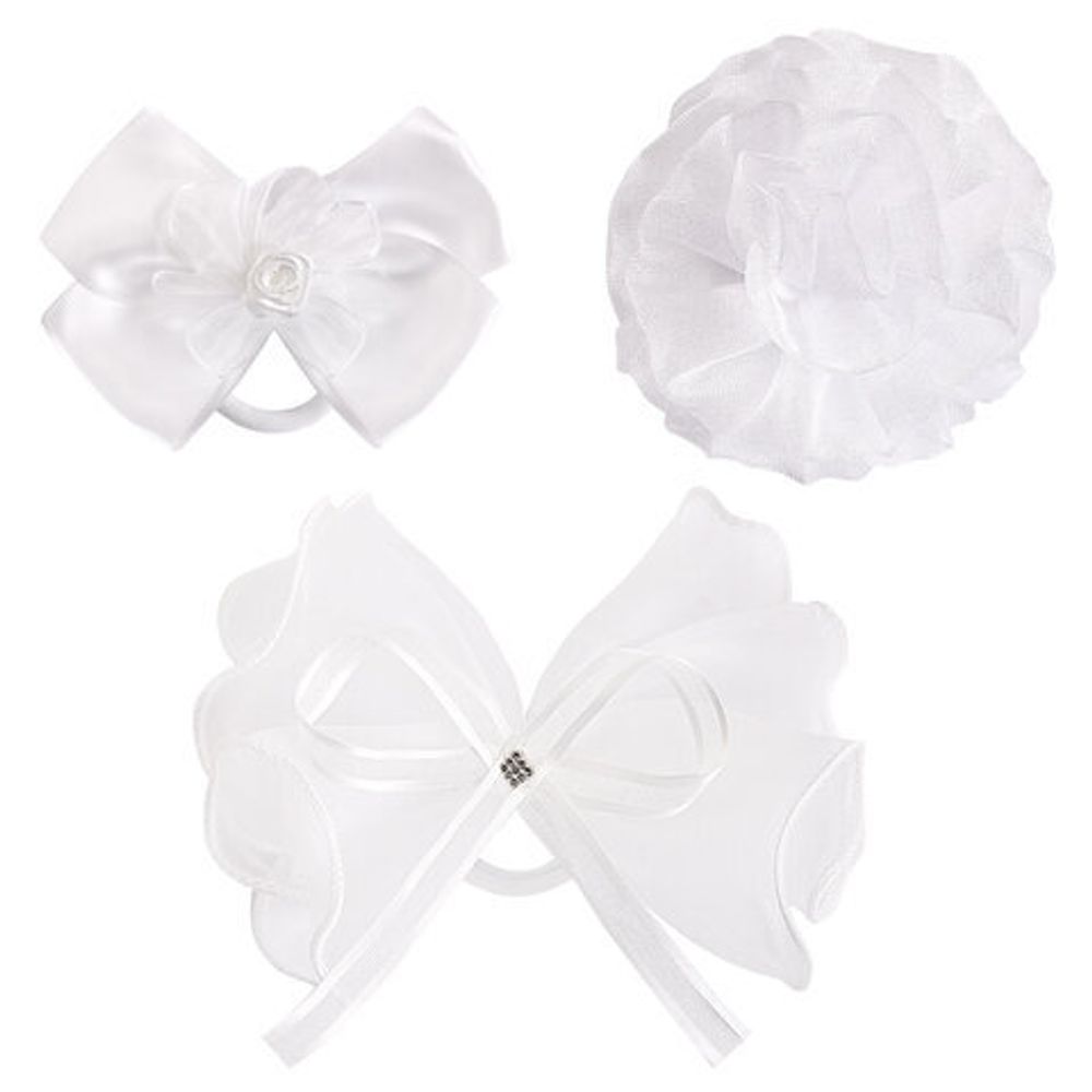 Бант для волос 8х10 см, 10х12 см, 8 см на резинке, белый, АССОРТИ, MONTE VITA, 457117