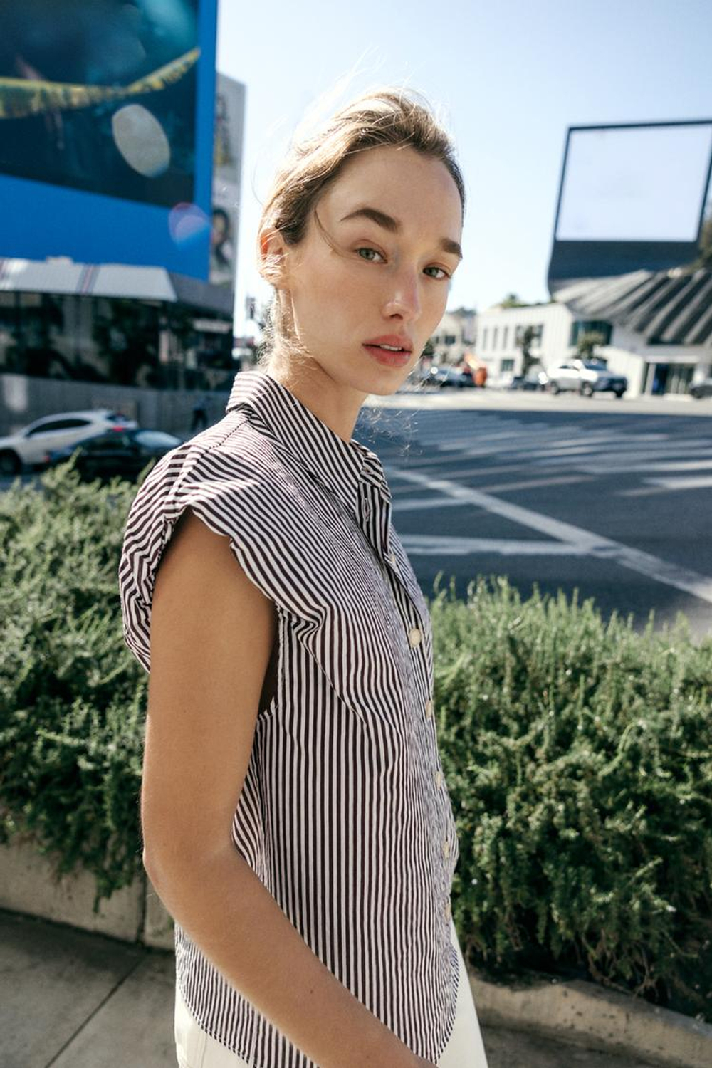 ZARA РУБАШКА С ОБЪЕМНЫМИ РУКАВАМИ, ПОЛОСКИ