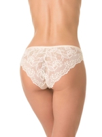 Полосатые трусы-бразилиана с задней частью из кружева (Размер: M) (Цвет: бежевый)