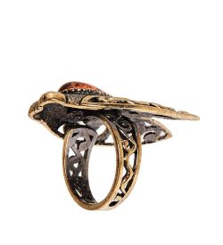 AM-2474 Кольцо «Мотылек Ажурны» (латунь, янтарь)