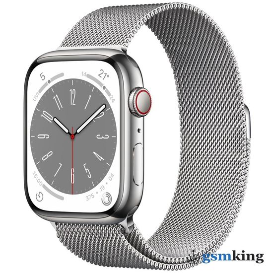 Apple Watch Series 9 GPS + Cellular 45mm Silver Stainless Steel Case with Silver Milanese Loop