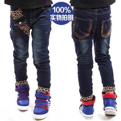 Джинсы для мальчика с леопардовыми и кожаными вставками