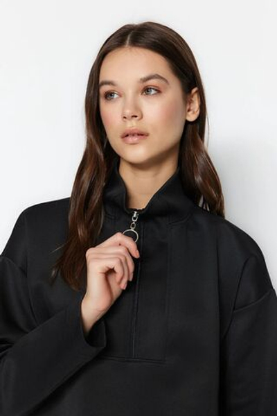 Черная негабаритная трикотажная толстовка с застежкой-молнией для дайвера/подводного плавания TCTAW23TW00198