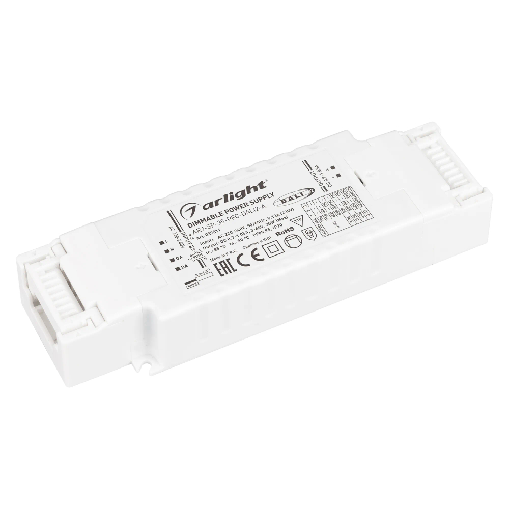 Блок питания ARJ-SP-35-PFC-DALI2-A (35W, 3-40V, 0.7-1.05 A) (Arlight, IP20 Пластик, 5 лет) 033811