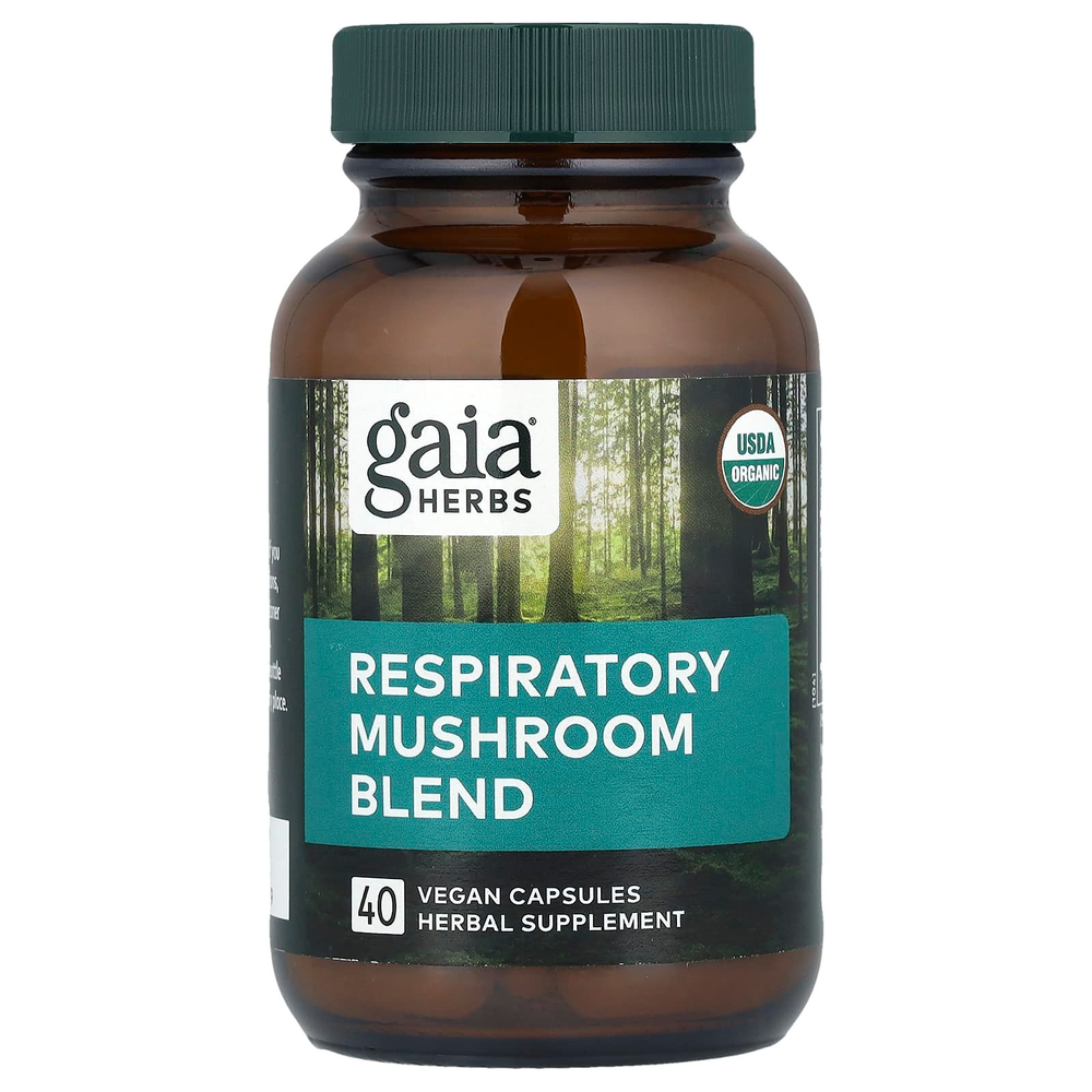 Gaia Herbs, Смесь респираторных грибов, 40 веганских капсул