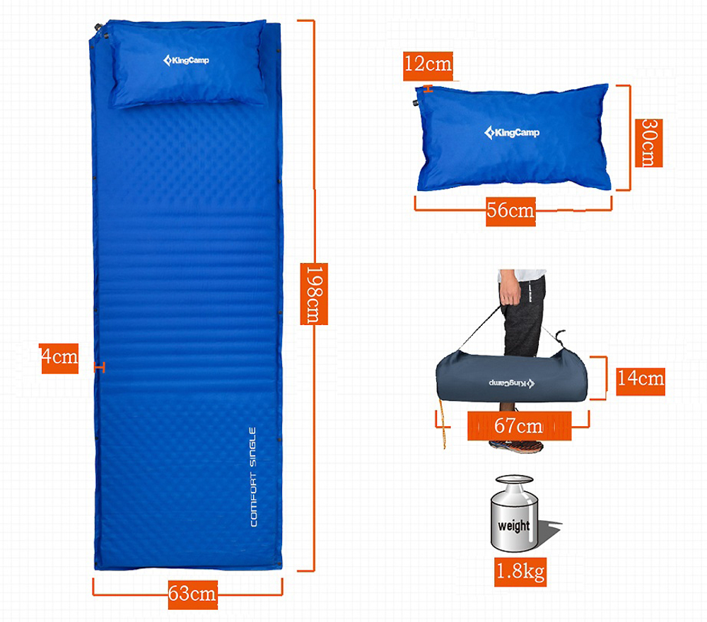 Коврик  KingCamp Comfort Single 198х63х4 [KM3605]