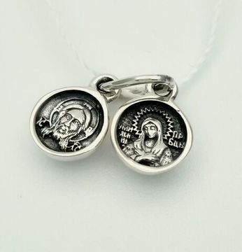 Подвеска "Слезка". Образы внутри: Иисус Христос / Богородица "Умиление". Серебро