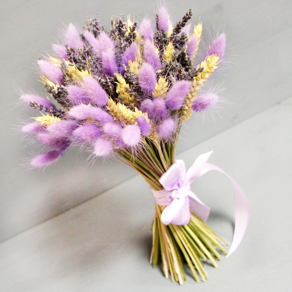Букет сухоцветов из лагуруса, пшеницы, лаванды -яркость Букет сухоцветов из лагуруса, пшеницы, лаванды -яркость