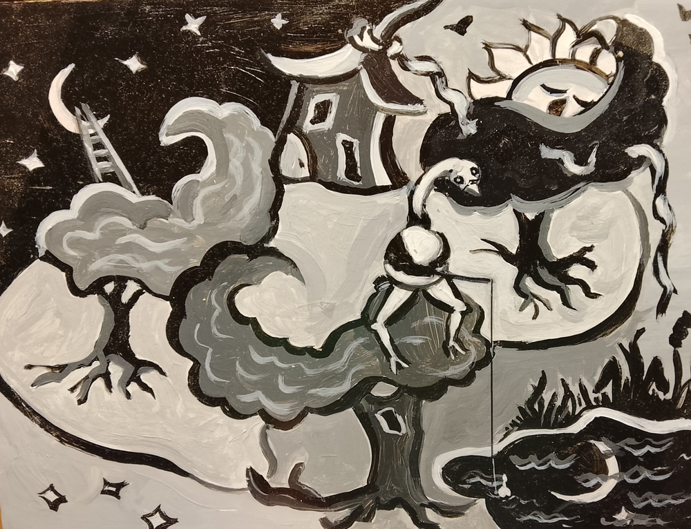 Картина "Айва", натюрморт. 30 см на 30 см. Акрил на картоне. Авторская живопись, оригинал.