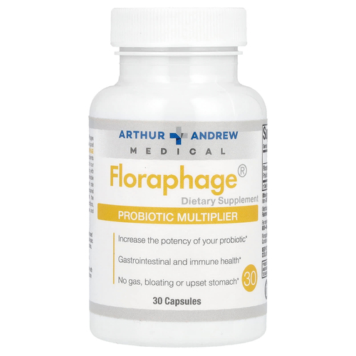 Arthur Andrew Medical, Floraphage, мультипликатор пробиотиков, 30 капсул