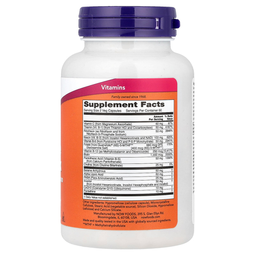 NOW Foods, комплекс коэнзимов группы B с альфа-липоевой кислотой и коэнзимом Q10, 120 растительных капсул