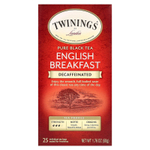 Twinings, чистый черный чай, английский завтрак, без кофеина, 25 чайных пакетиков, 50 г (1,76 унции)