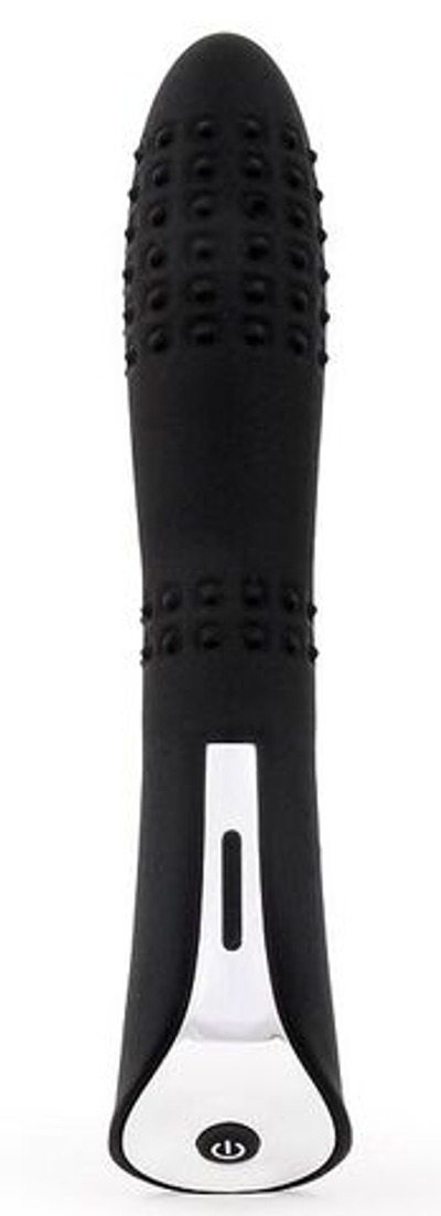 Черный вибромассажер с пупырышками с 7 режимами пульсации - 20 см. (Цвет: черный)