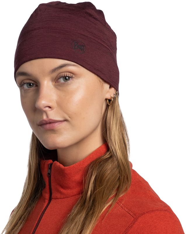 Шапка шерстяная Buff Merino Lightweight Solid Garnet Фото 2
