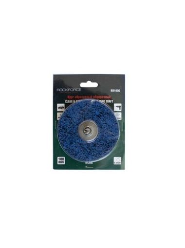 Круг абразивный зачистной для дрели 100мм (синий, ? хвостовика 6мм, max об/мин 11500), в блистере RockForce##Rock FORCE RF-BD100G
