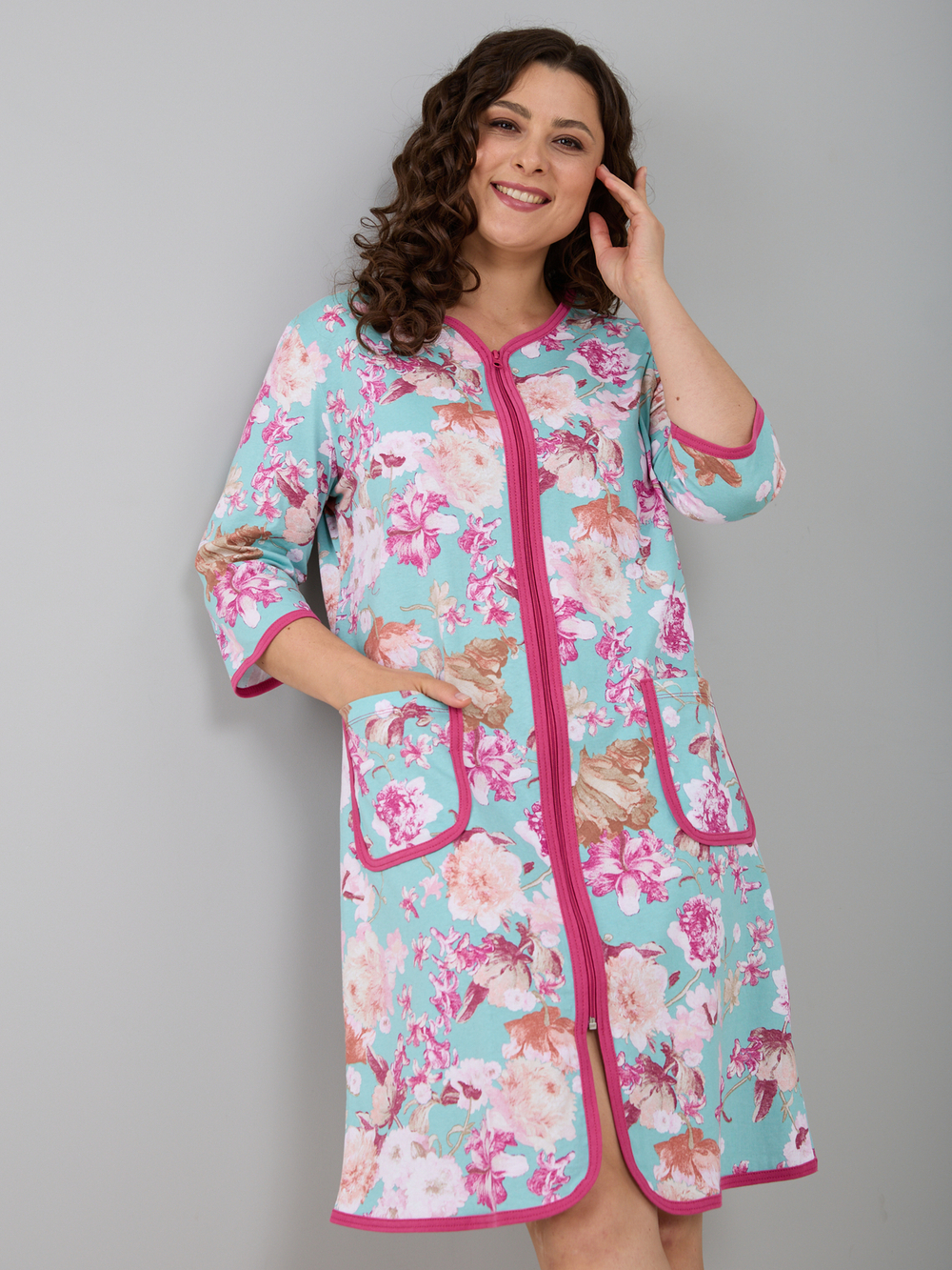 Халат Х-262/бирюза-хризантема