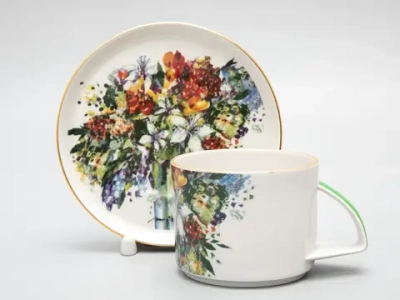 Чашка с блюдцем чайная форма Баланс рисунок Весенний букет/Spring Bouquet, арт. 81.29923.00.1