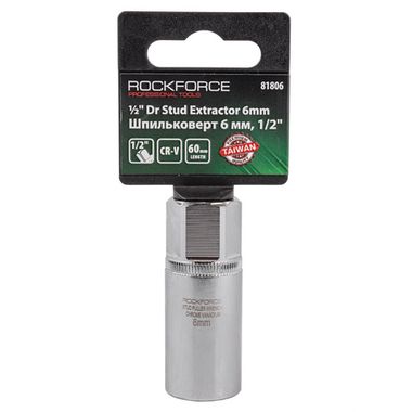 Головка шпильковерт 6мм 1/2'',на пластиковом держателе RockForce##Rock FORCE RF-81806