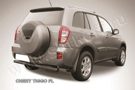 Защита заднего бампера Chery Tiggo FL (2011-2016) d76 с проступью серебристая