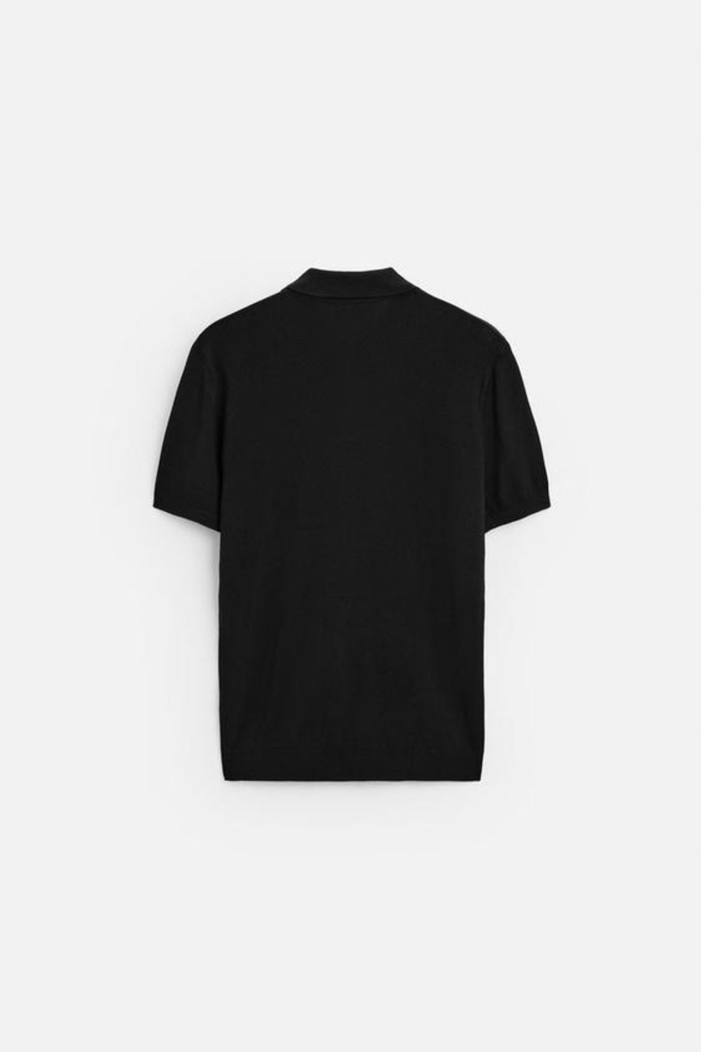 ZARA ПОЛО ИЗ СМЕСОВОЙ ВИСКОЗЫ, ЧЕРНЫЙ