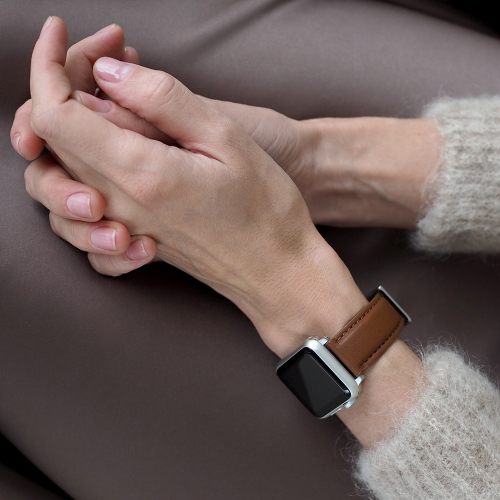 Ремешок для Apple Watch 44/45/46 mm из кожи теленка, коричневого цвета