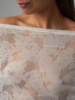 Кружевное эластичное полотно, маки, айвори 004