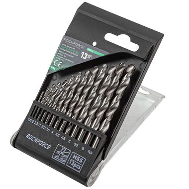 Набор сверл по металлу HSS, 13пр.(1.5/2/2.5/3/3.2/3.5/4/4.5/4.8/5/5.5/6/6.5мм), в пластиковом футляре RockForce##Rock FORCE RF-DBS13