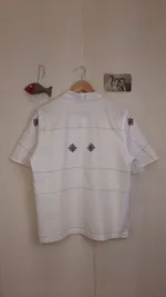 Рубашка Soeurs с Фиолетовым Зиг-Загом 2 / Violet Zig- Zag Short Sleeve 2 белая