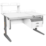 Растущая парта СУТ 25 с задними полками СУТ.15.210 и СУТ.15.240 и навесной тумбой (1200×880 мм)