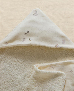 ZARA HOME ДЕТСКОЕ ПОЛОТЕНЦЕ С КАПЮШОНОМ, ЭКРЮ