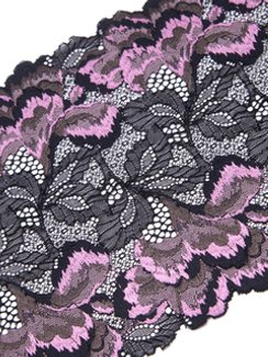 03-272 Кружево эластичное 22 см, черный/розовый