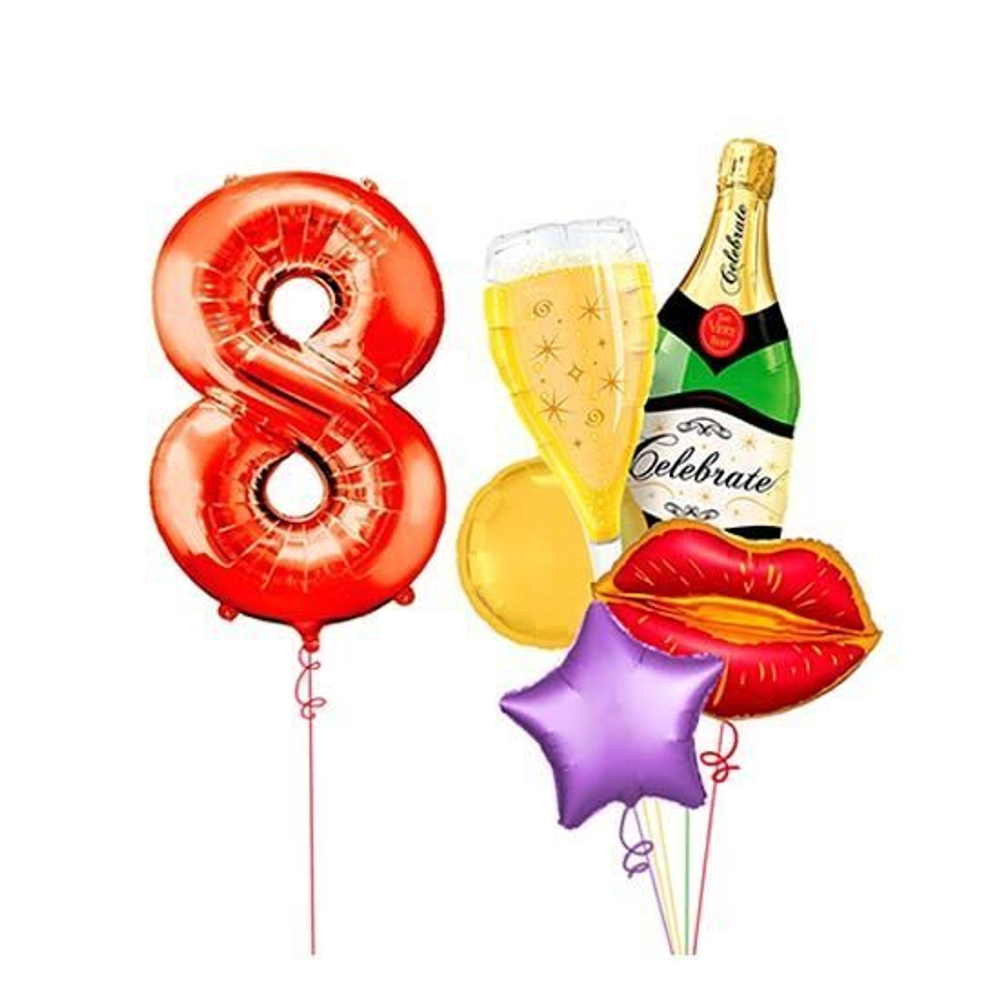 Композиция из шаров Цифра с шампанским