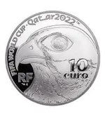 10 евро 2021 Чемпионат мира по футболу 2022 в Катаре в коробочке, Серебро, сертификат, proof. Франция