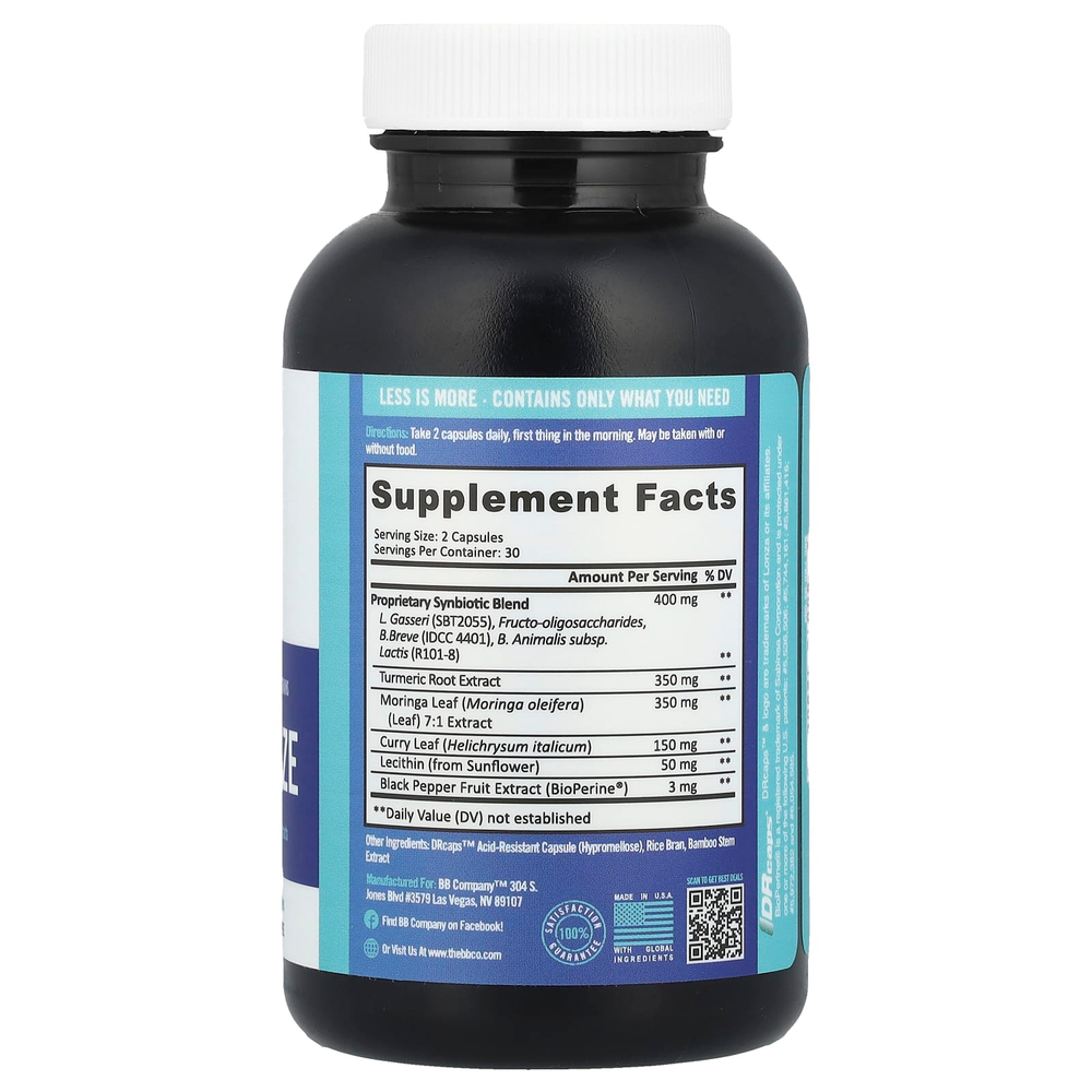 BB Company, Provitalize, ежедневная формула синбиотиков с растительными экстрактами, 60 капсул