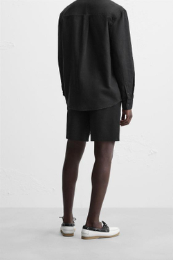 ZARA ШОРТЫ КОМФОРТНОЙ ПОСАДКИ ИЗ РЕЛЬЕФНОЙ ТКАНИ, ЧЕРНЫЙ